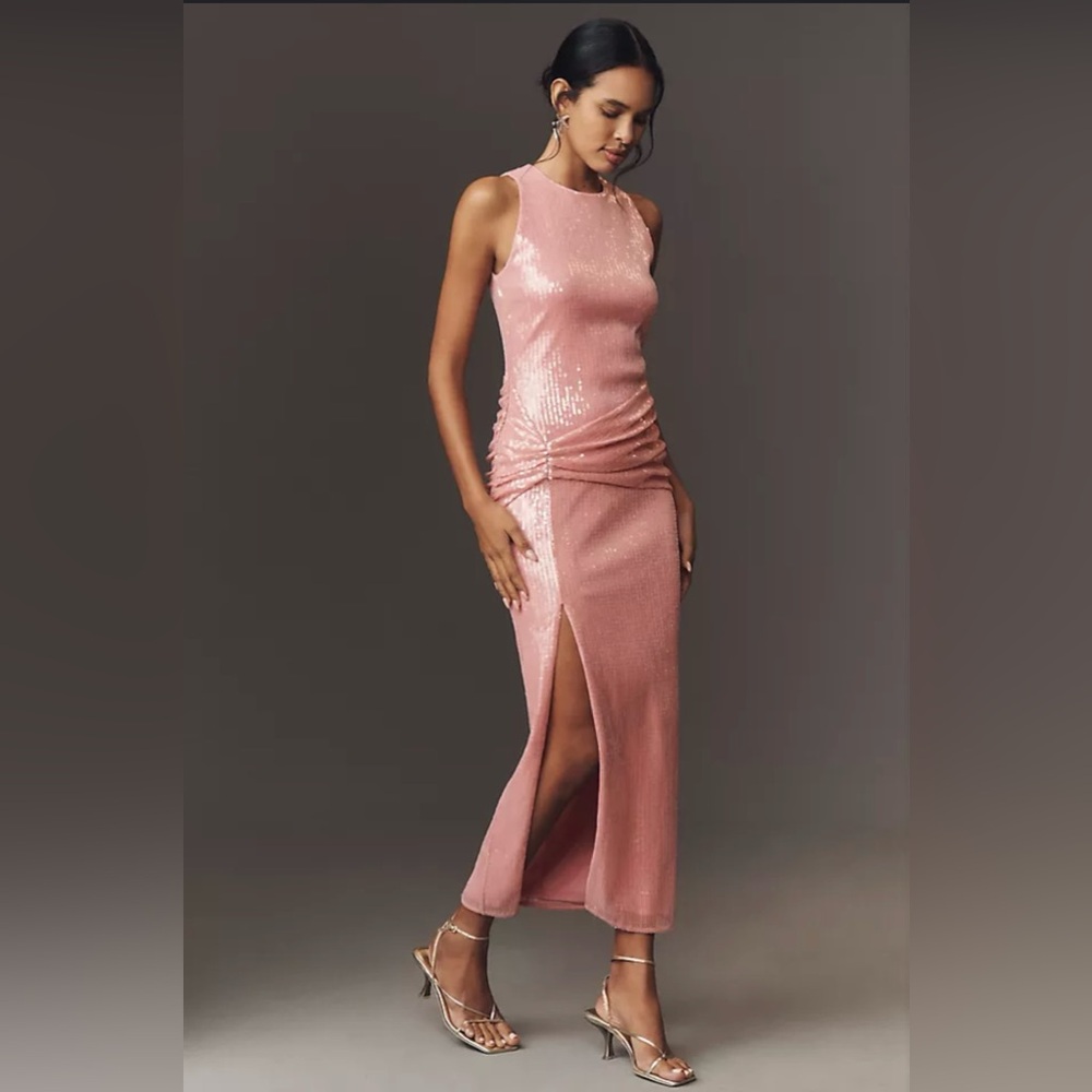 Hutch Lumi Sequin Ruched Midi Dress